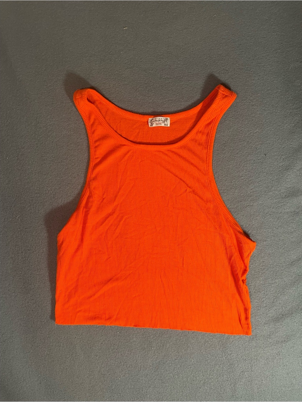 Intimately Free People Happiness Runs Crop Tank Top Orange Ribbed M